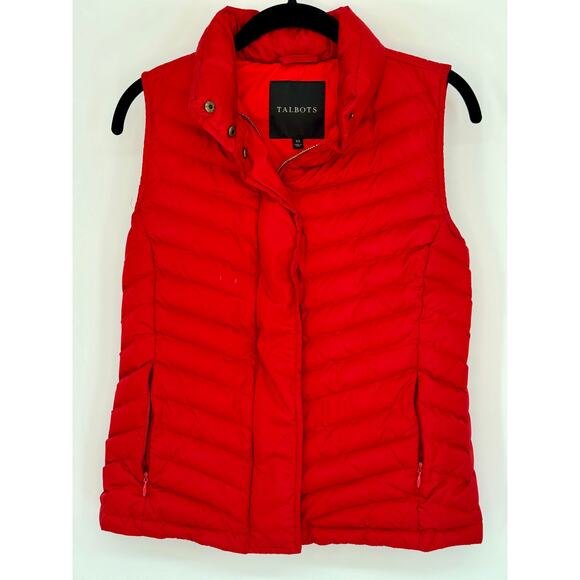 Talbots Jackets & Blazers - Talbots Womens XS Red Puffer Sleeveless Vest Duck Down Winter Fall Sport Ski